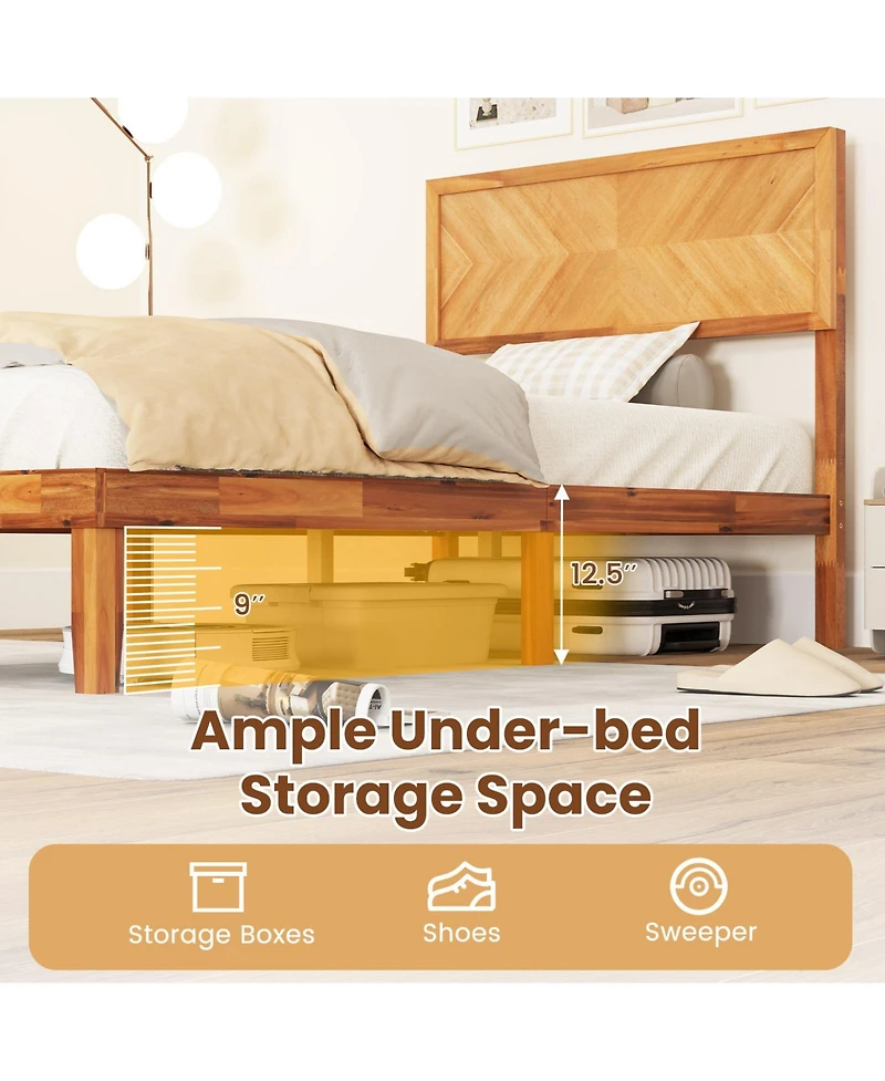 Sugift Twin Size Bed Frame with Headboard and Storage Space