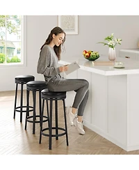 homfan 30" Swivel Counter Height Bar Stools, Backless Round Pu Leather Seat, Metal Frame Footrest, 360degree (s) Rotation for Kitchen Game