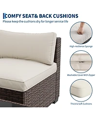 homfan 7-Piece Outdoor Sectional Set with Pe Rattan Wicker, Thick Cushions and Tempered Glass Coffee Table, Modular Patio Seating