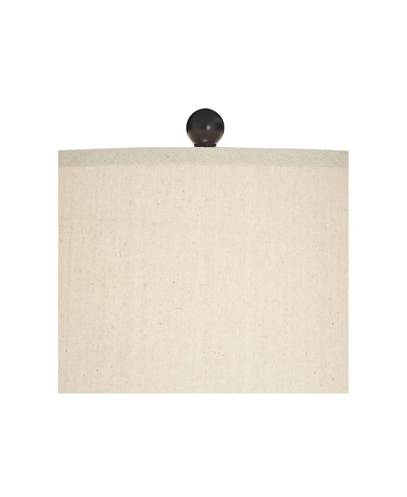 John Timberland Parker Industrial Table Lamps Set of 2 with Square Risers 30" Tall Bronze Wood Usb Charging Port Oatmeal Drum Shade for Living Room