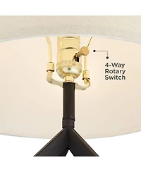 Franklin Iron Works Lucas Western Table Lamps Set of 2 with Square Risers 27.5 Inches Tall Usb Charging Port Nightlight Drum Shade for Home