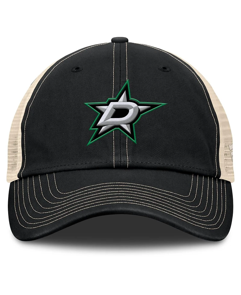 Fanatics Men's Black/Natural Dallas Stars Rival Trucker Adjustable Hat