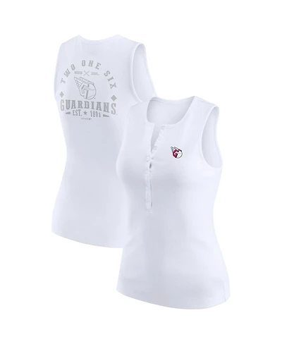 Wear by Erin Andrews Women's White Cleveland Guardians Rib-Knit Henley Tank Top