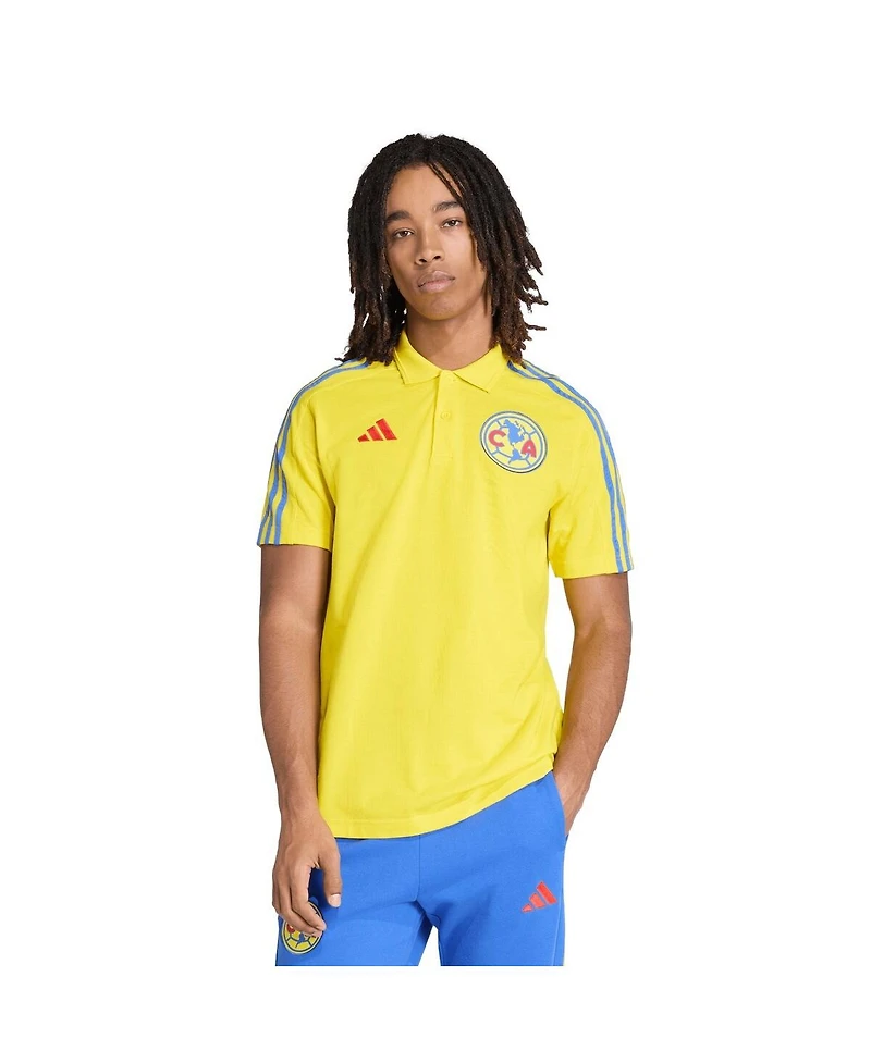 Adidas Men's Yellow Club America Alphaskin Polo Shirt