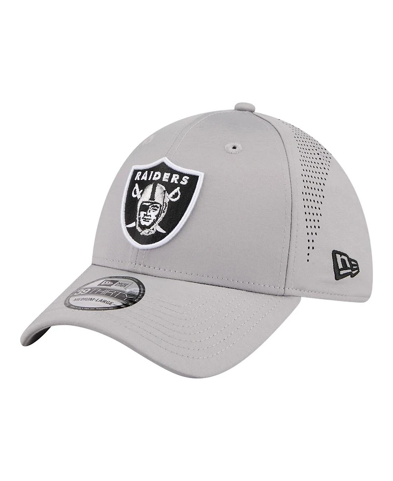 New Era Men's Gray Las Vegas Raiders Perforated 39THIRTY Flex Hat