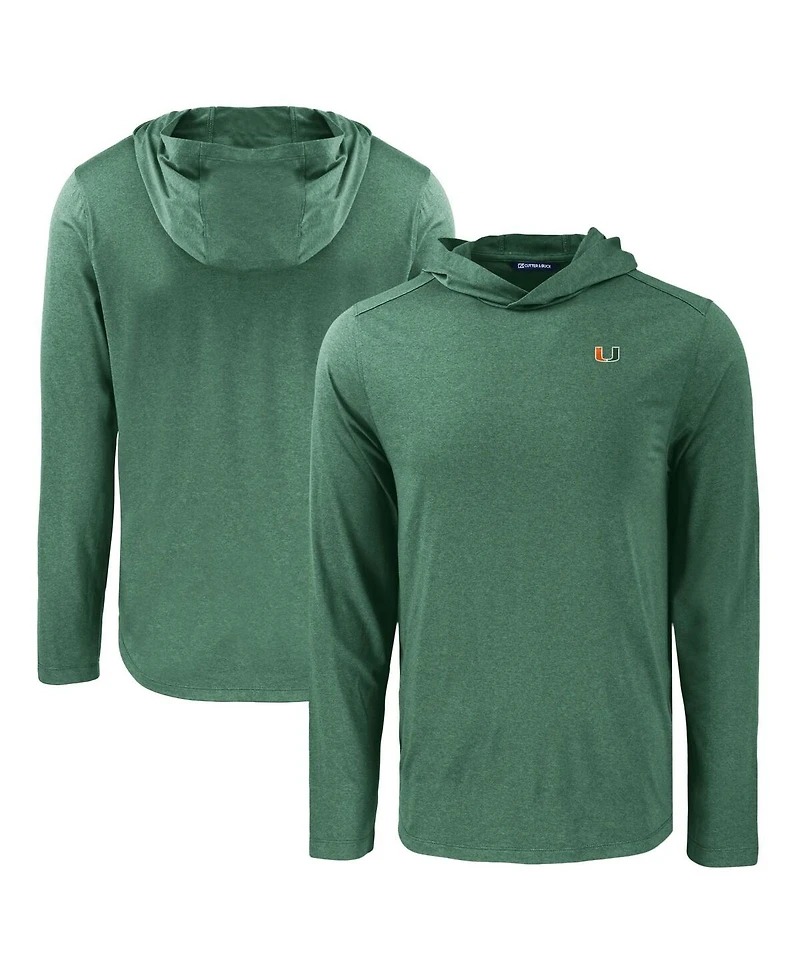 Cutter & Buck Men's Green Miami Hurricanes Coastline Epic Comfort Eco Long Sleeve Hoodie T-Shirt