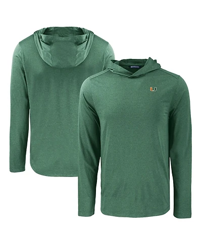 Cutter & Buck Men's Green Miami Hurricanes Coastline Epic Comfort Eco Long Sleeve Hoodie T-Shirt