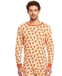 Leveret Men's Matching Family Two-Piece Cotton Long Sleeve Shirt and Pants Allover Print Pajamas