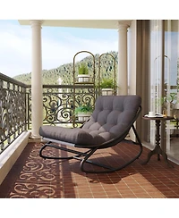 homfan Indoor Outdoor Rocking Chair with Removable Cushions, Metal Frame Lounge Seat for Patio, Garden, Nursery, or Living Room