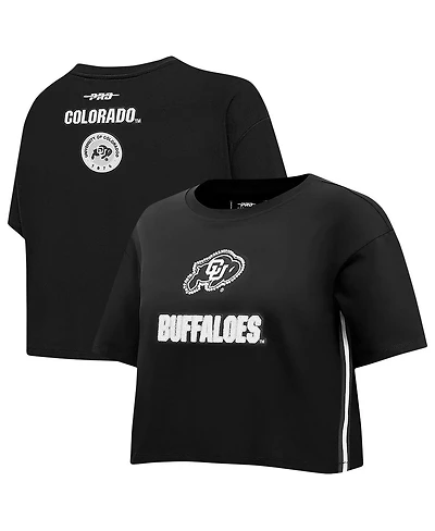 Pro Standard Women's Black Colorado Buffaloes Rhinestone Boxy Cropped T-Shirt