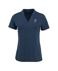 Cutter & Buck Women's Heather Navy Philadelphia Phillies Forge Stretch Blade DryTec V-Neck Polo Shirt
