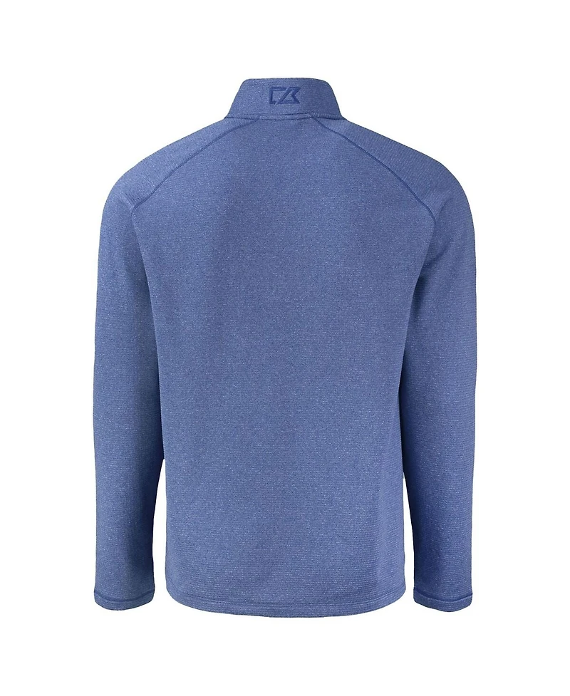 Cutter & Buck Men's Heather Royal Chicago Cubs Peshastin Eco Fleece Raglan Quarter-Zip Sweatshirt