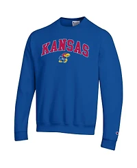 Champion Men's Royal Kansas Jayhawks Arch Over Logo Pullover Sweatshirt