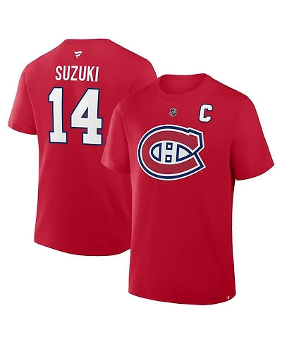 Fanatics Men's Nick Suzuki Red Montreal Canadiens Authentic Stack Name and Number T-Shirt