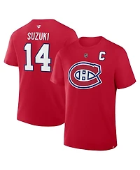 Fanatics Men's Nick Suzuki Red Montreal Canadiens Authentic Stack Name and Number T-Shirt