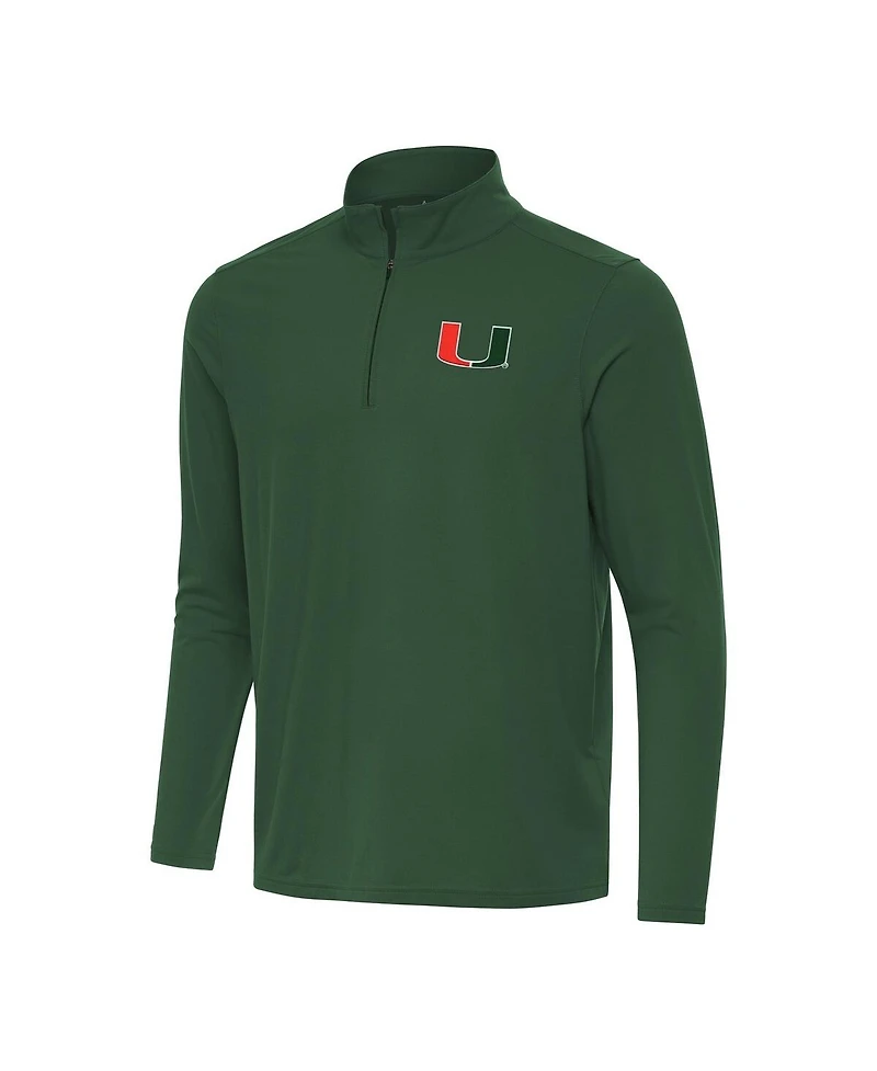 Antigua Men's Hunter Green Miami Hurricanes Intent Quarter-Zip Sweatshirt