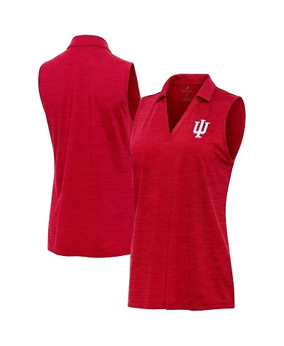 Antigua Women's Heather Crimson Indiana Hoosiers Layout Sleeveless V-Neck Polo Shirt
