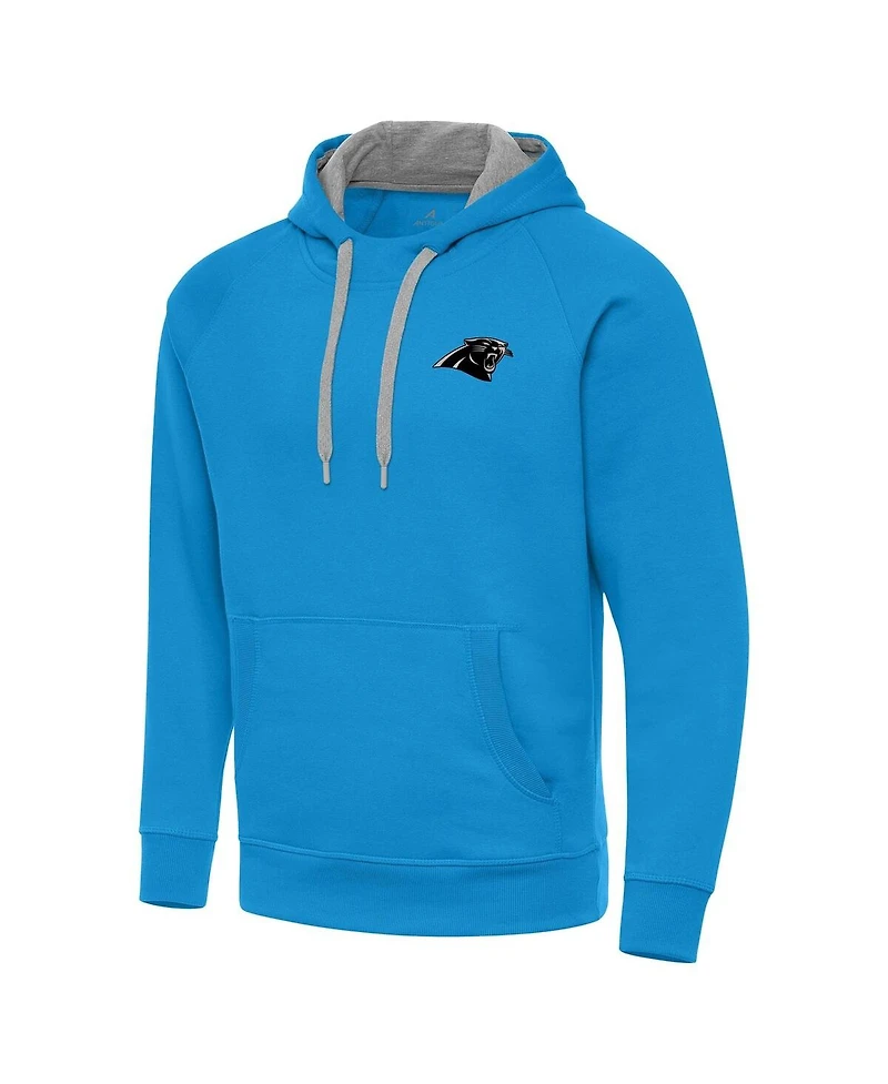 Antigua Men's Blue Carolina Panthers Brushed Carbon Victory Pullover Hoodie