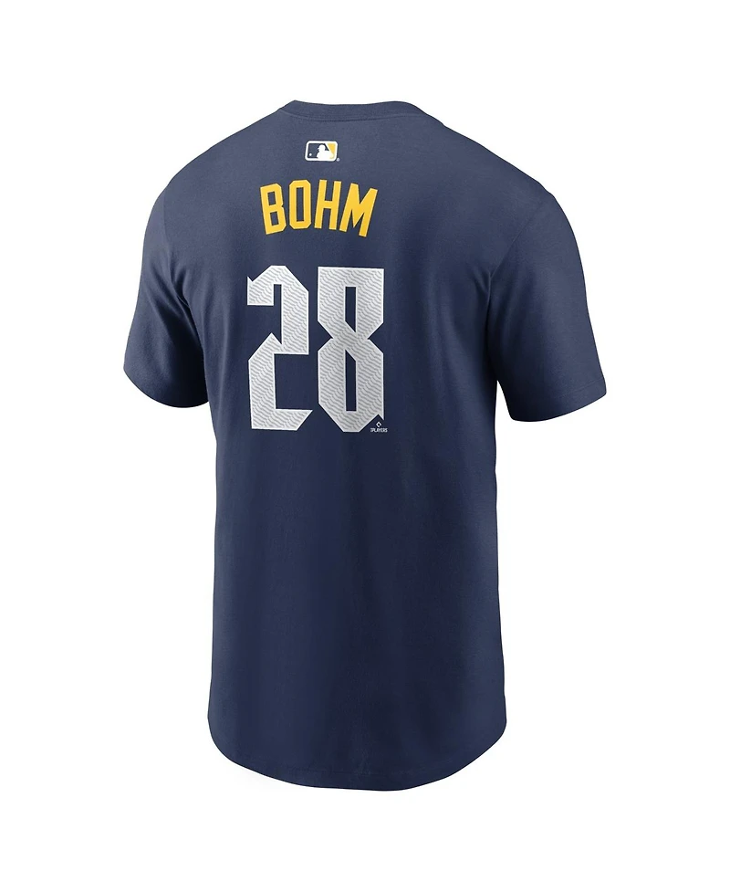 Nike Men's Alec Bohm Navy Philadelphia Phillies City Connect Name and Number T-Shirt