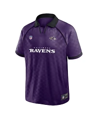Fanatics Men's Purple/Black Baltimore Ravens Homerun Raglan V-Neck Polo Shirt