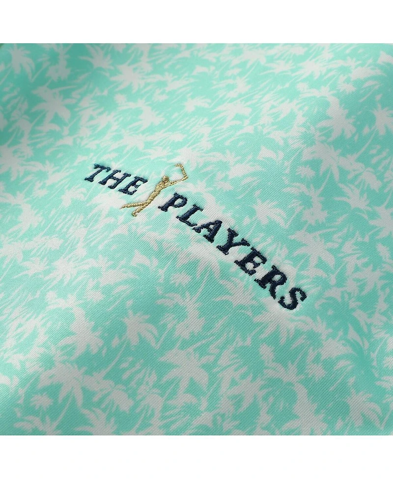 FootJoy Men's Teal The Players Hidden Palm Print Lisle Polo Shirt