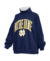 Pressbox Women's Navy Notre Dame Fighting Irish Oversized Mock Neck Sweatshirt