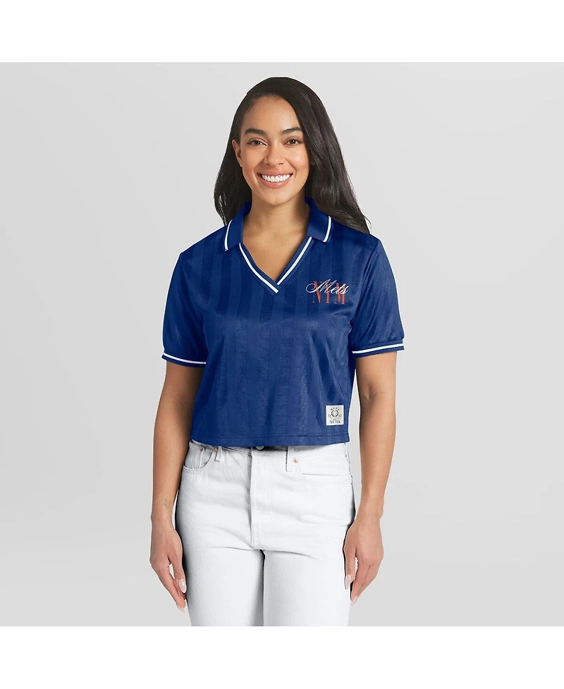 Wear by Erin Andrews Women's Royal New York Mets Cropped Polo Shirt