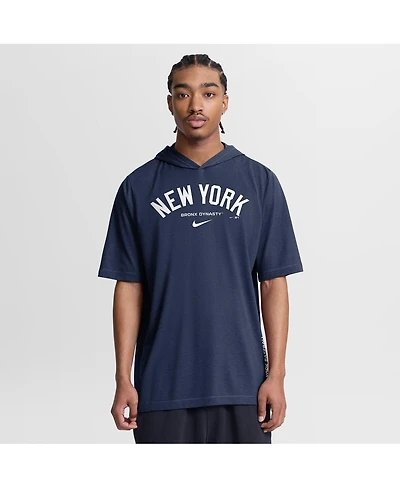 Nike Men's Navy New York Yankees Arched Wordmark Tri-Blend Hooded T-Shirt