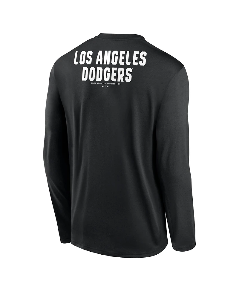 Nike Men's Black Los Angeles Dodgers 2-Hit Legend Dri-fit Long Sleeve T-Shirt