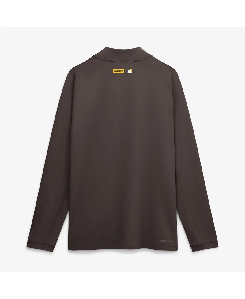 Nike Men's Brown San Diego Padres Authentic Collection Dri-fit Raglan Half-Zip Pullover Sweatshirt