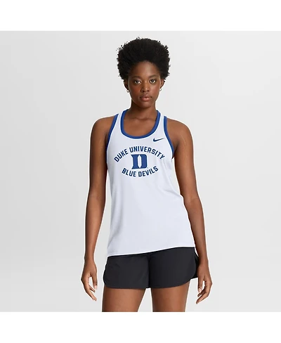 Nike Women's White Duke Blue Devils Uni Name Tri-Blend Dri-fit Tank Top