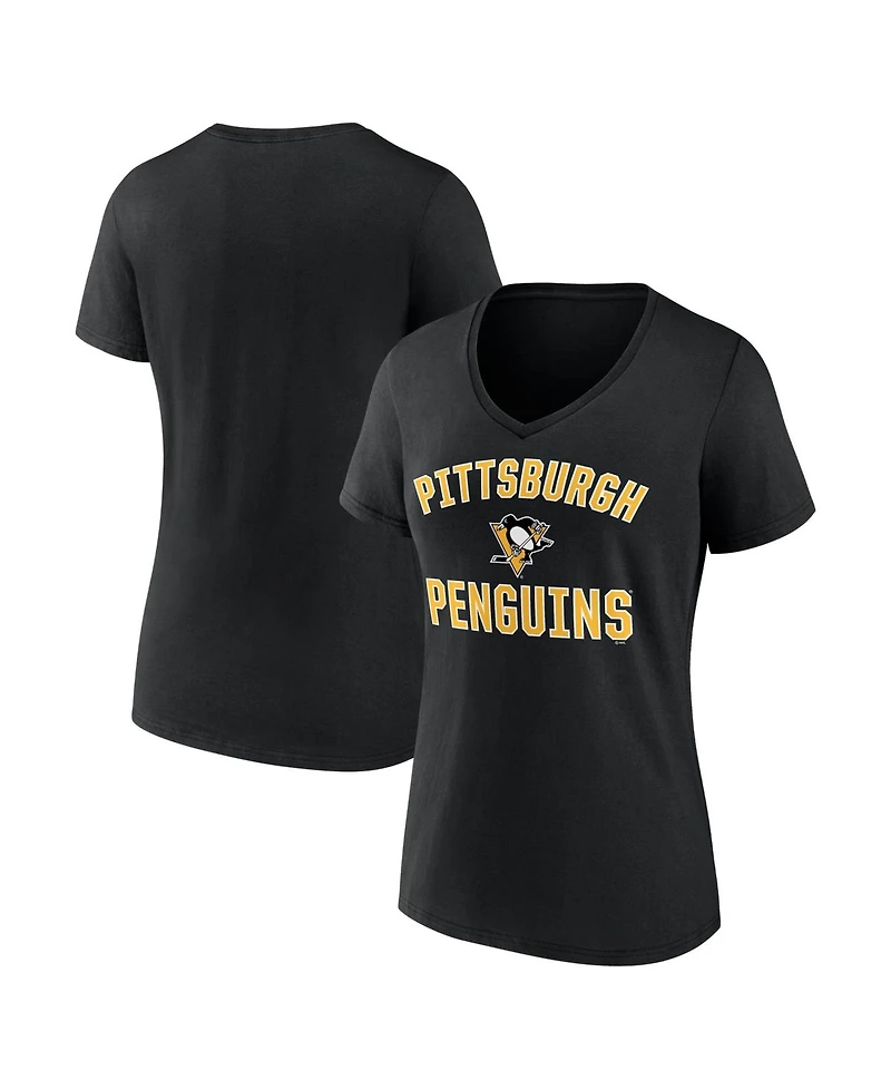 Logo Athletic Women's Black Pittsburgh Penguins Arch Victory V-Neck T-Shirt