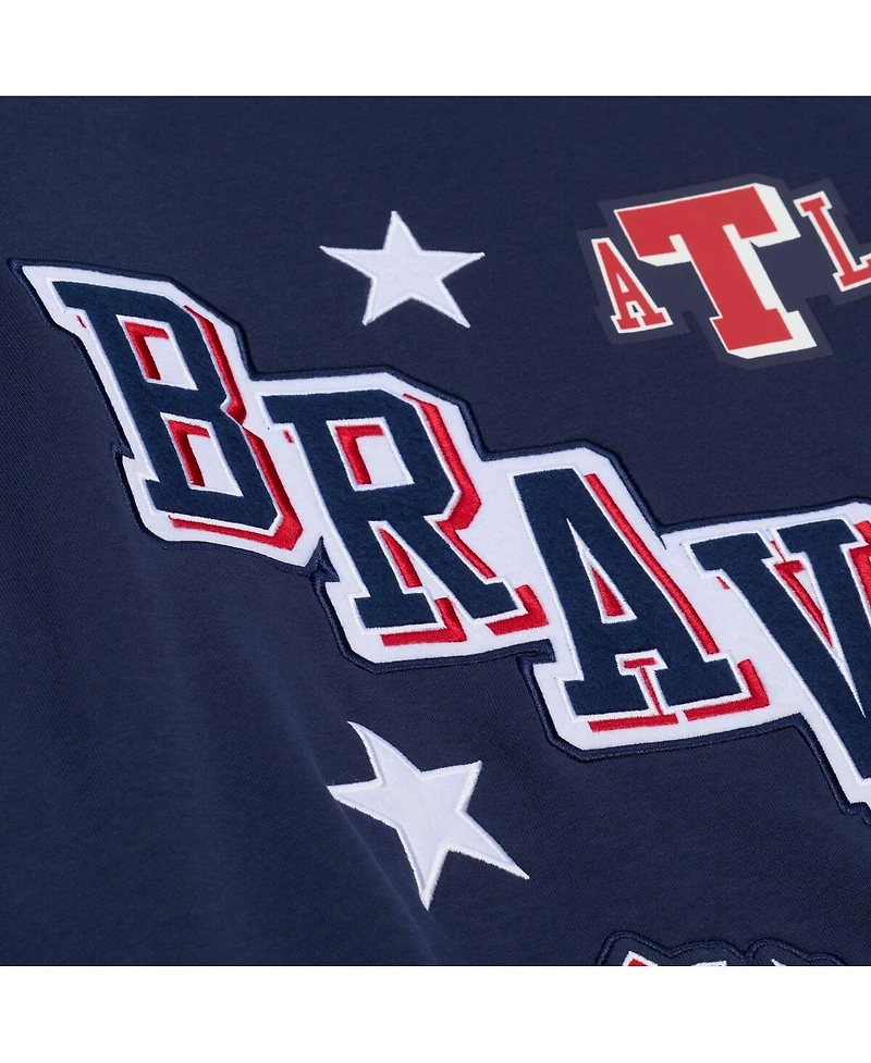 Mitchell & Ness Women's Navy Atlanta Braves Pep Rally Sweatshirt