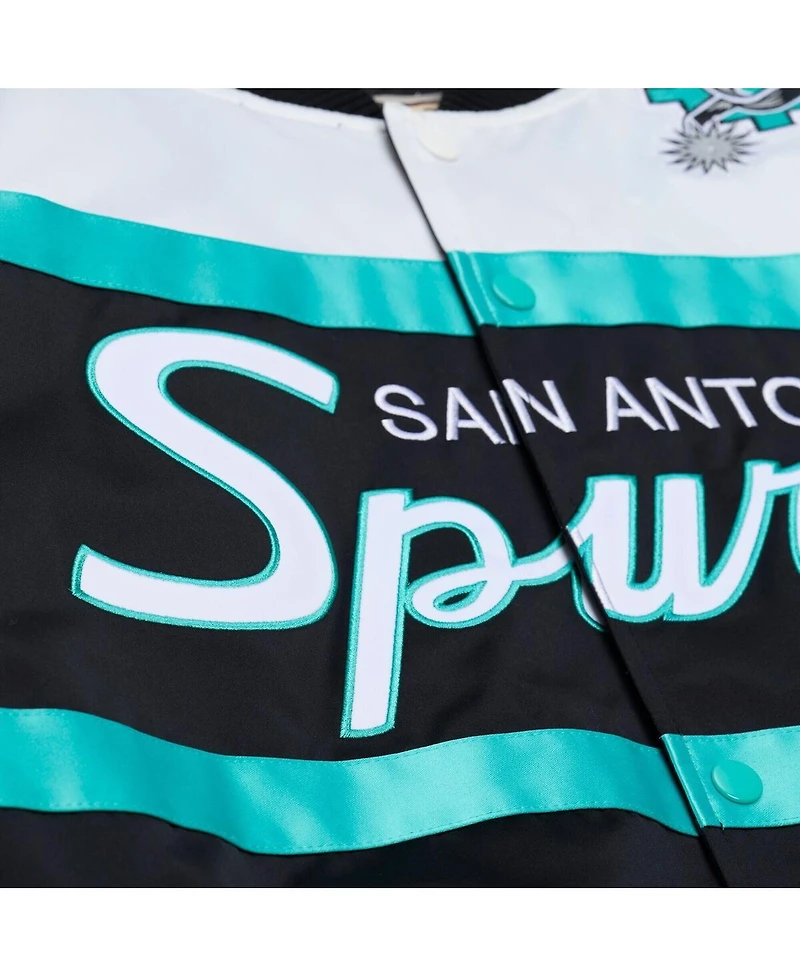 Mitchell & Ness Men's Black San Antonio Spurs Hardwood Classics Head Coach Lightweight Satin Full-Snap Jacket