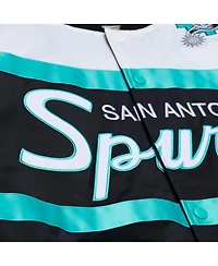 Mitchell & Ness Men's Black San Antonio Spurs Hardwood Classics Head Coach Lightweight Satin Full-Snap Jacket