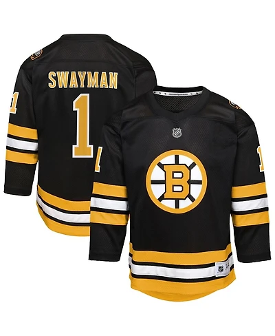 Outerstuff Big Boys and Girls Jeremy Swayman Black Boston Bruins Home Replica Jersey