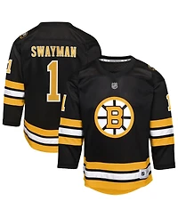 Outerstuff Big Boys and Girls Jeremy Swayman Black Boston Bruins Home Replica Jersey