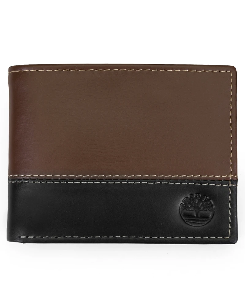 Timberland Men's Hunter Leather Two-Tone Passcase Commuter Wallet