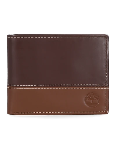 Timberland Men's Hunter Leather Two-Tone Passcase Commuter Wallet