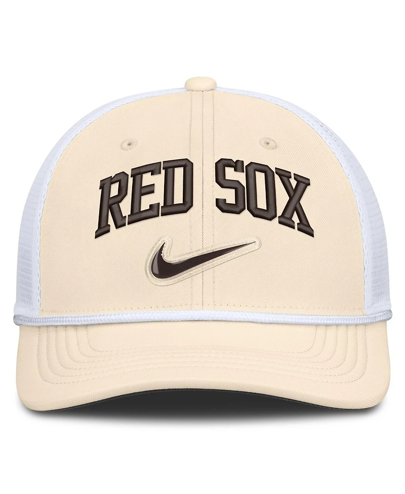 Nike Men's Natural/White Boston Red Sox Rise Dri-fit Trucker Adjustable Hat