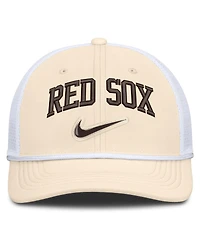 Nike Men's Natural/White Boston Red Sox Rise Dri-fit Trucker Adjustable Hat