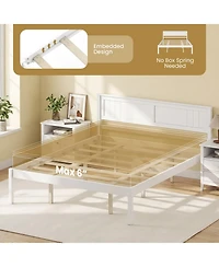 Sugift Sturdy Wooden Bed Frame with Headboard and Slat Support