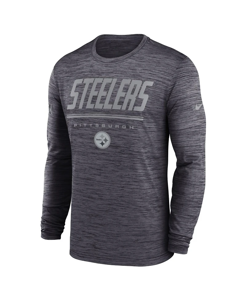Nike Men's Black Pittsburgh Steelers Sideline Offensive Transition Velocity Dri-fit Long Sleeve T-Shirt