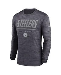 Nike Men's Black Pittsburgh Steelers Sideline Offensive Transition Velocity Dri-fit Long Sleeve T-Shirt