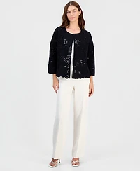 Anne Klein Women's Cotton Scalloped-Hem Cardigan