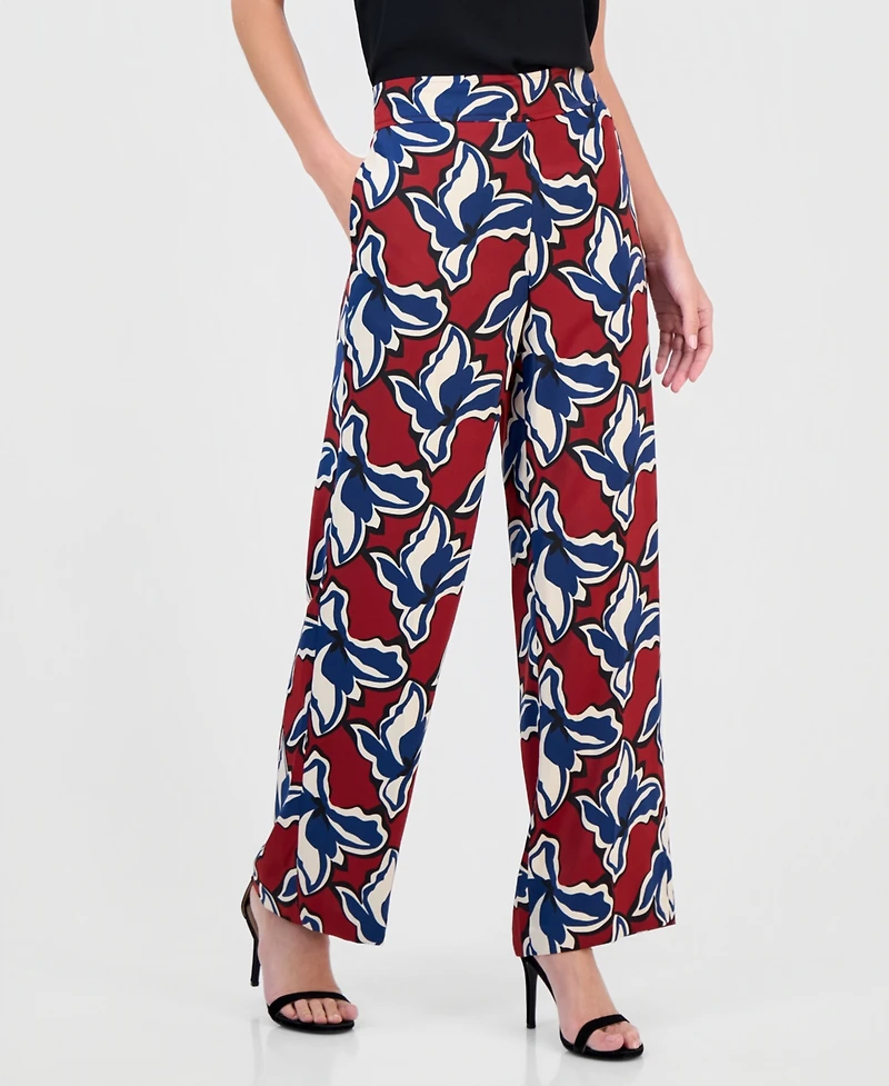 Anne Klein Women's Printed Pull-On Wide-Leg Pants