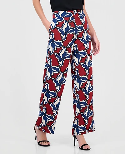 Anne Klein Women's Printed Pull-On Wide-Leg Pants