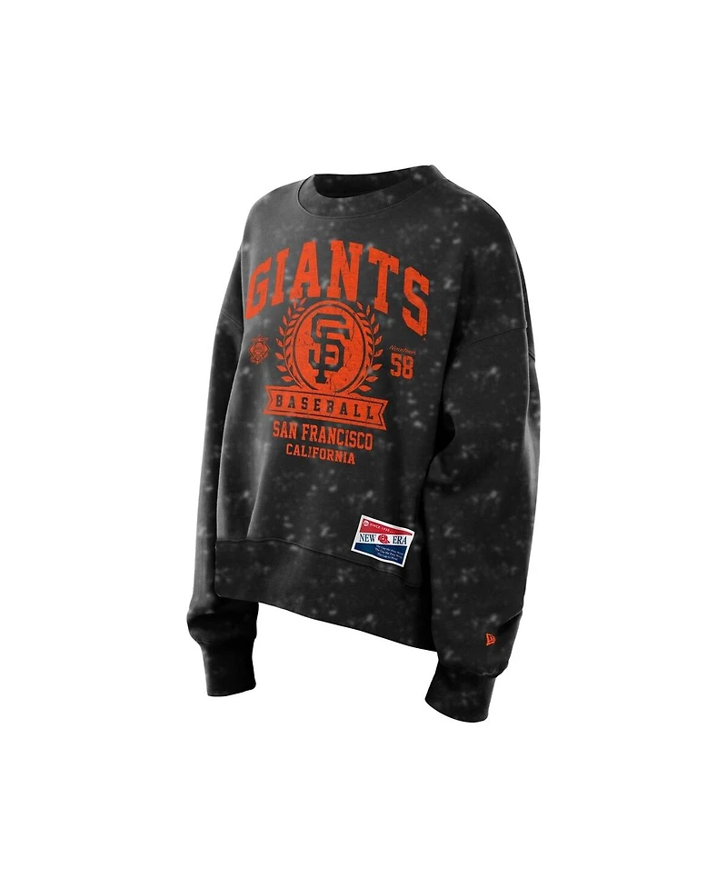 New Era Women's Black San Francisco Giants Throwback Oversized Boxy Sweatshirt