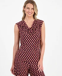Anne Klein Women's Printed Cowlneck Sleeveless Top