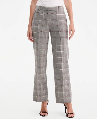 Anne Klein Women's Check Mid-Rise Wide-Leg Pants
